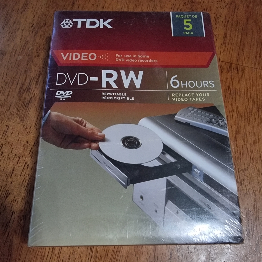 🆕️ TDK DVD-RW 5 pack 6 hours 1-4x 4.7 GB/GO New Sealed